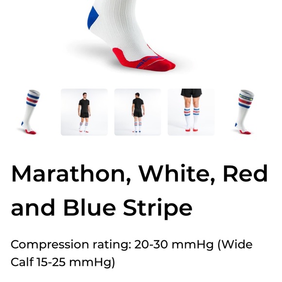 NWT PRO Compression Marathon White, Red and Blue Stripe Socks- UNISEX - Picture 5 of 9